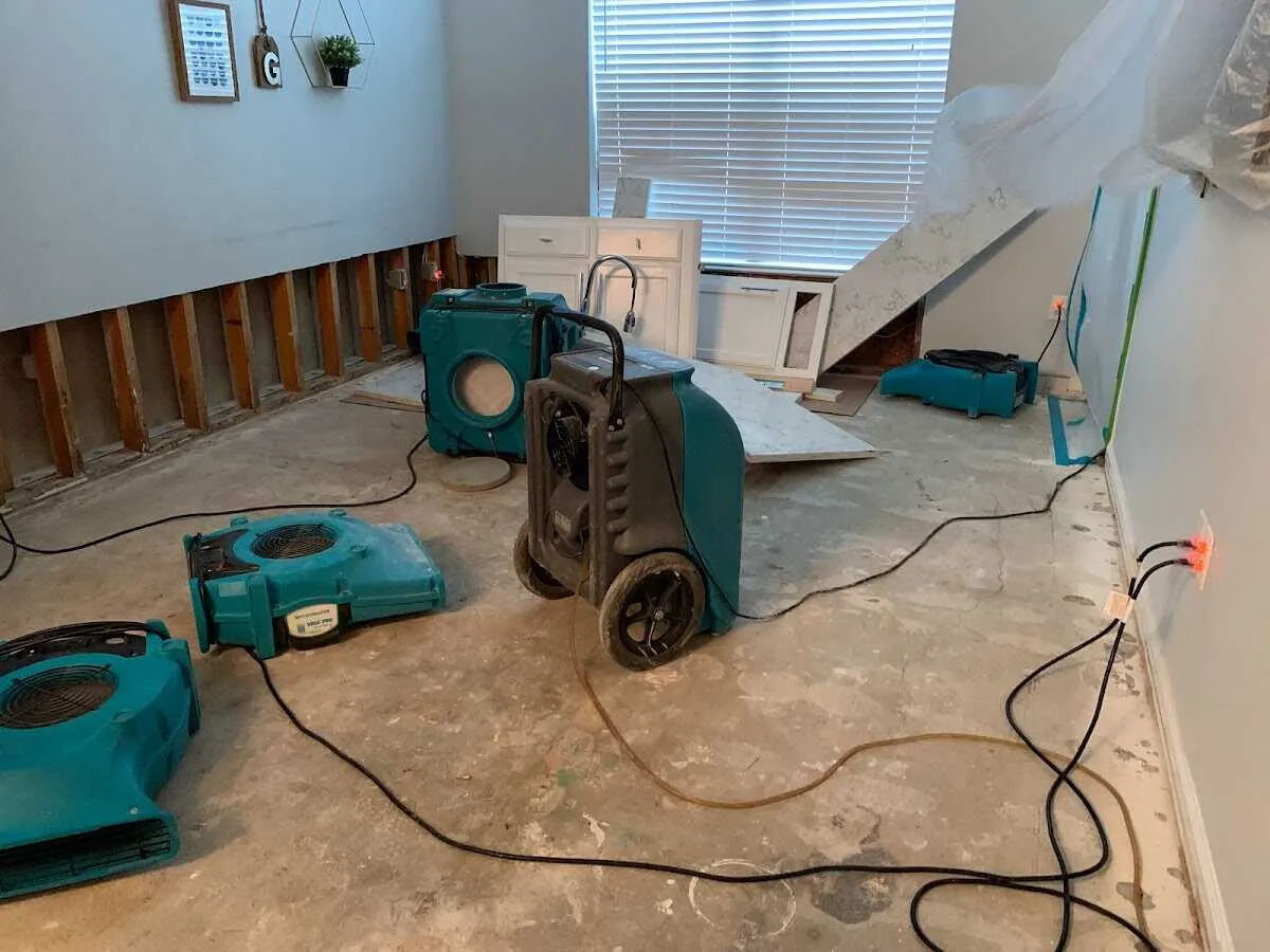 Dehumidifier in flood-cut room for Water Damage Restoration in Thomaston
